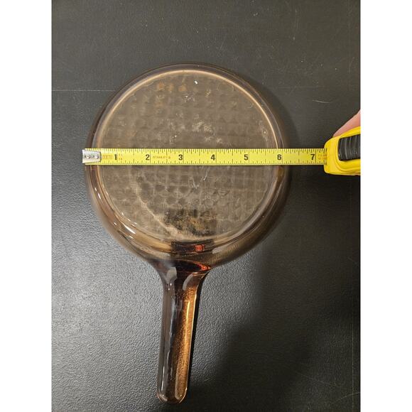 Corning Vision Ware Amber 7" Skillet Fry Pan Waffle Bottom Glass Cookware USA - Picture 5 of 5